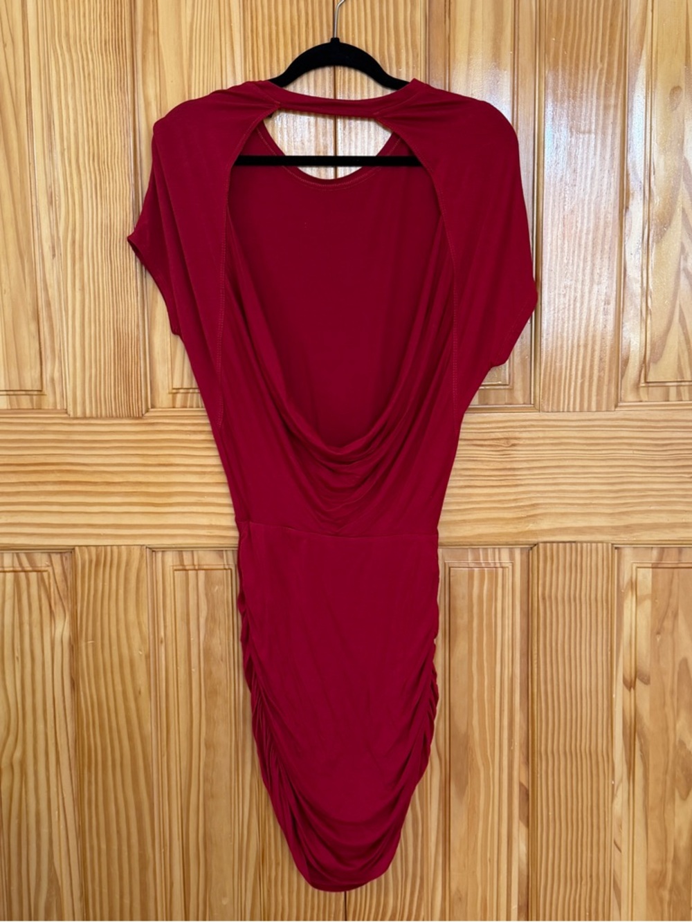 Open-back mini red dress